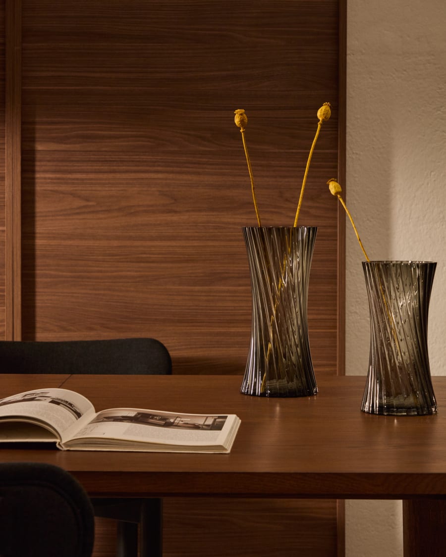 Arep grey glass vase, 22.5 cm
