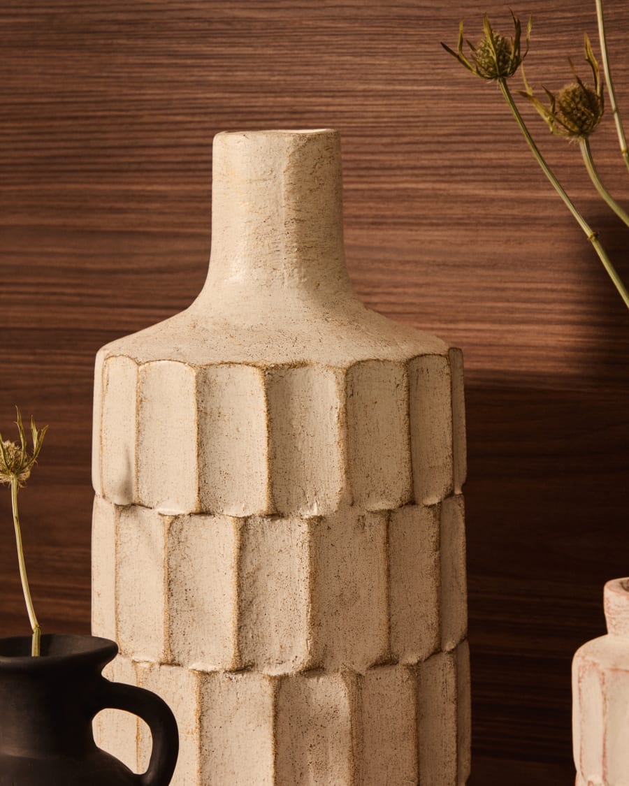 Arisa white, papier mâché vase, 41 cm