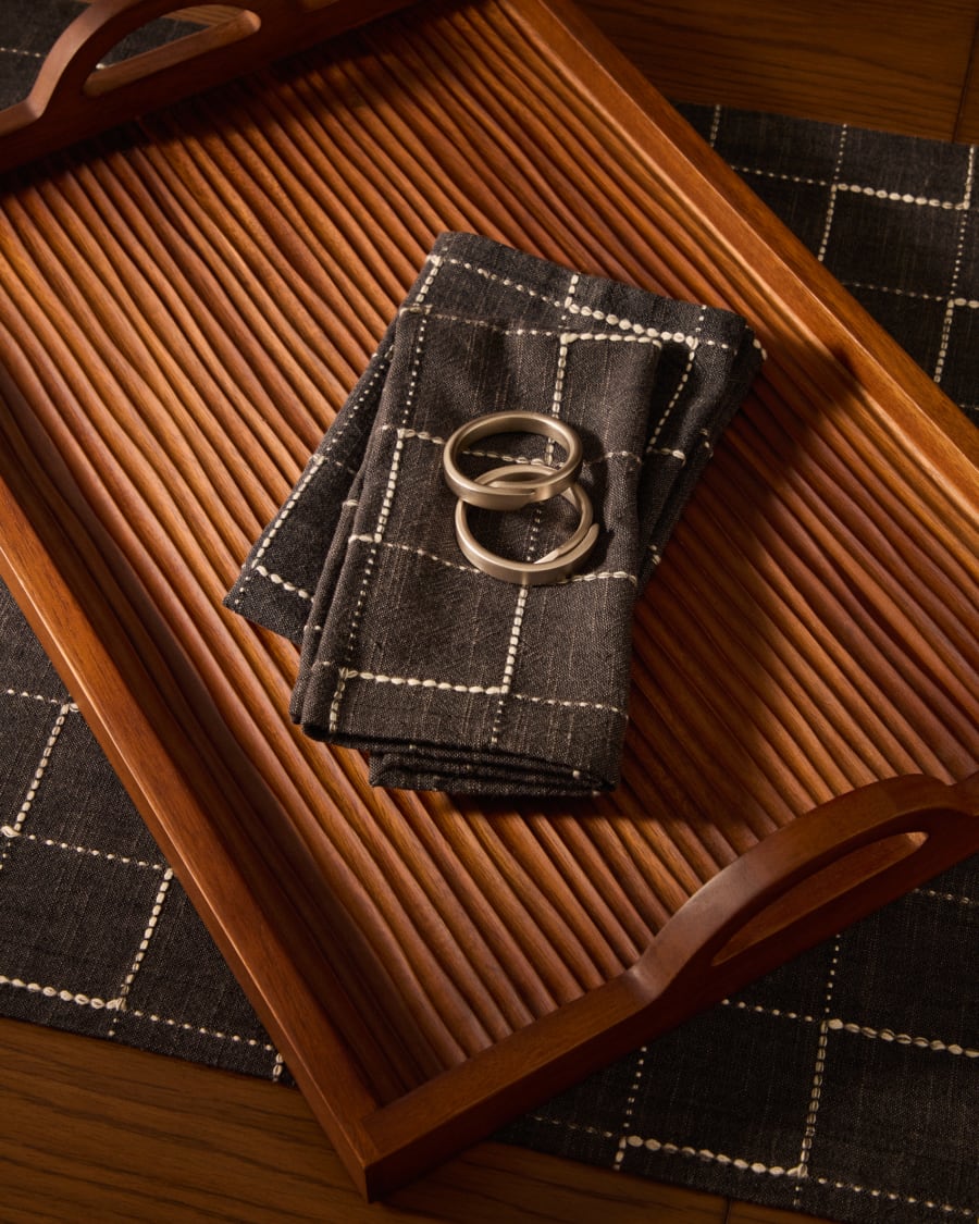 Aruc set of two napkin rings in silver-plated stainless steel