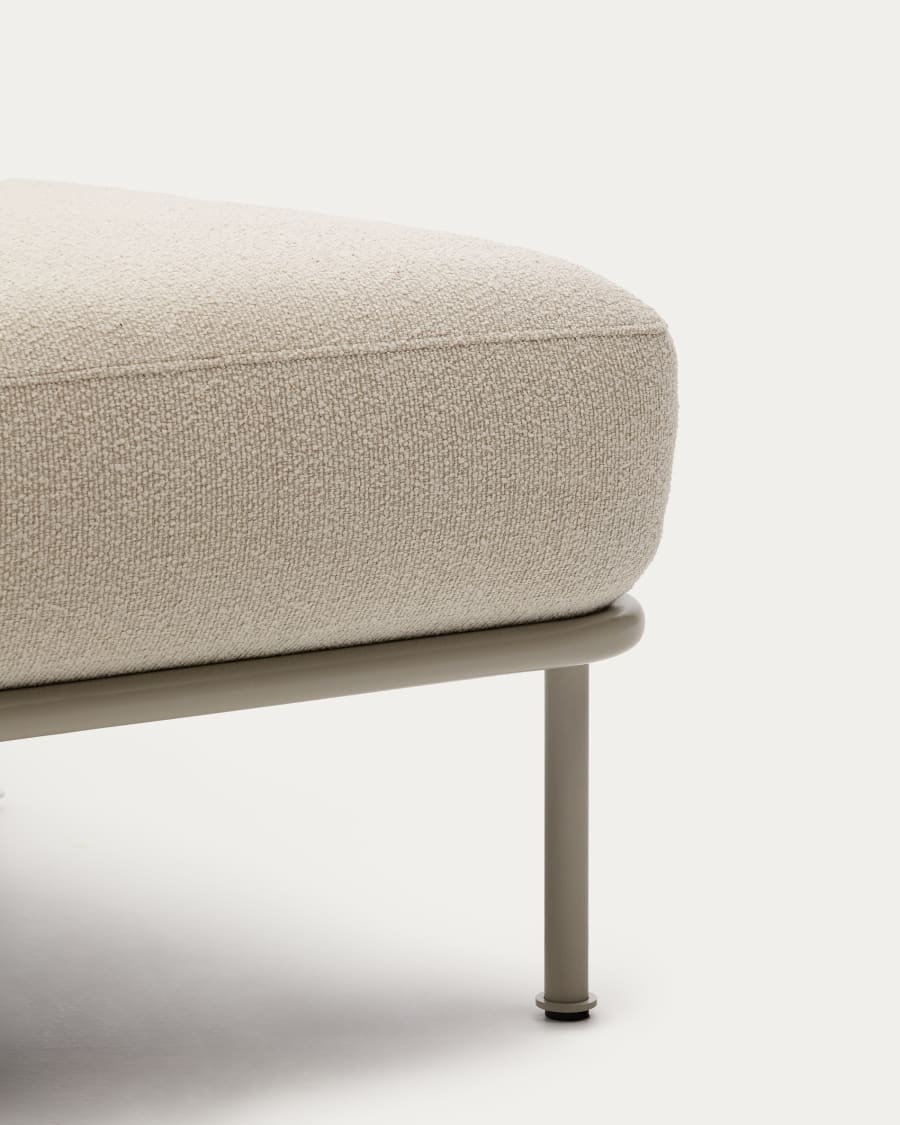 Aurum ecru chenille footrest with matte beige metal base 85 x 85cm FSC Mix Credit