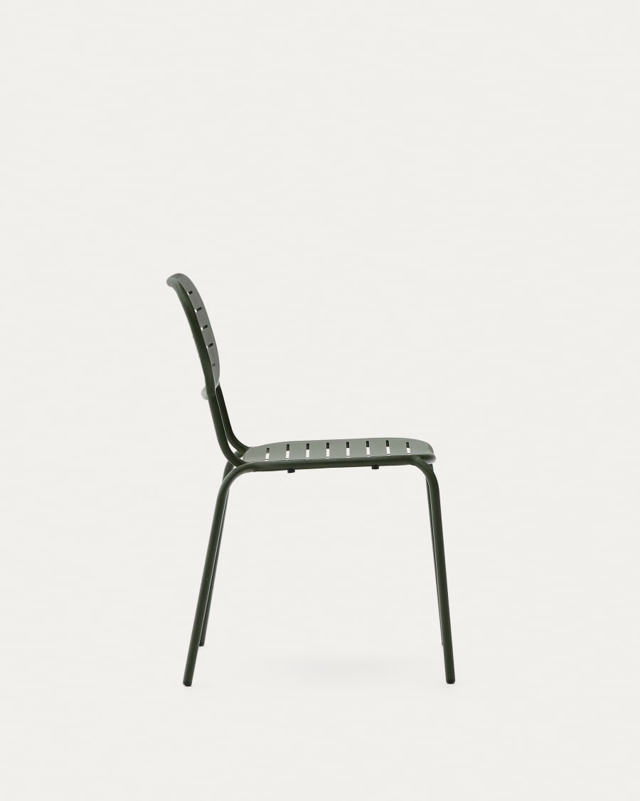 Brai stackable outdoor chair in green galvanised steel