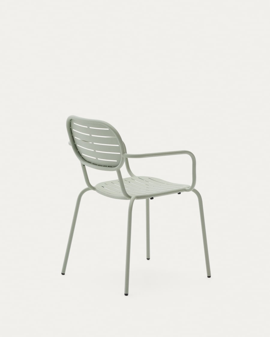 Brai stackable outdoor chair with armrests in turquoise galvanised steel