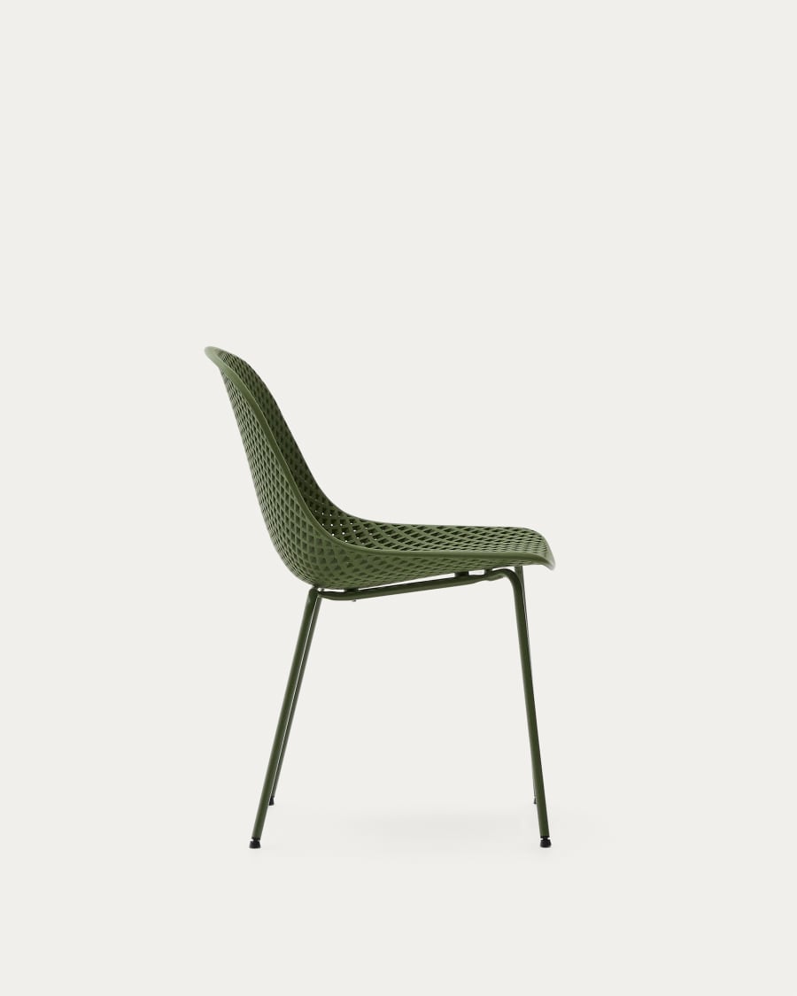 Quinby outdoor chair with green steel legs
