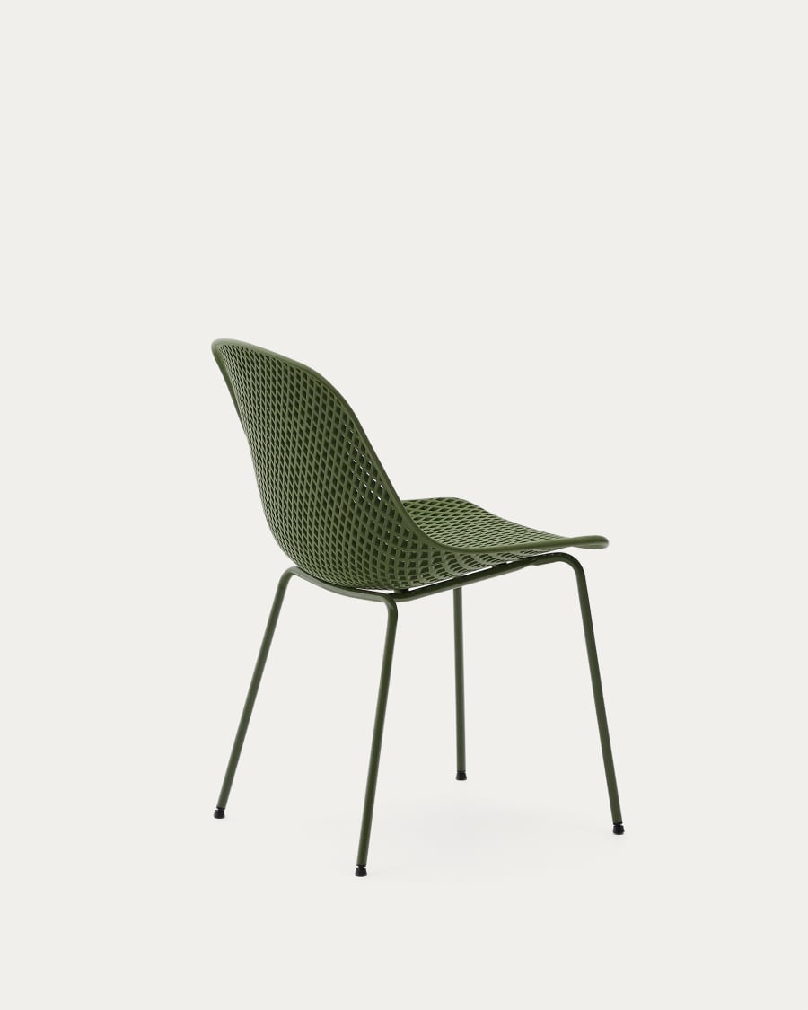 Quinby outdoor chair with green steel legs