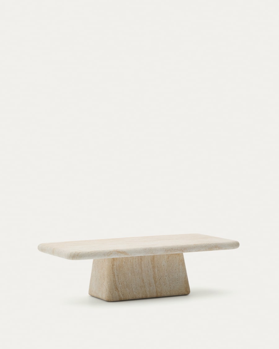 Drasi coffee table in cement with travertine-effect finish 140 x 70cm