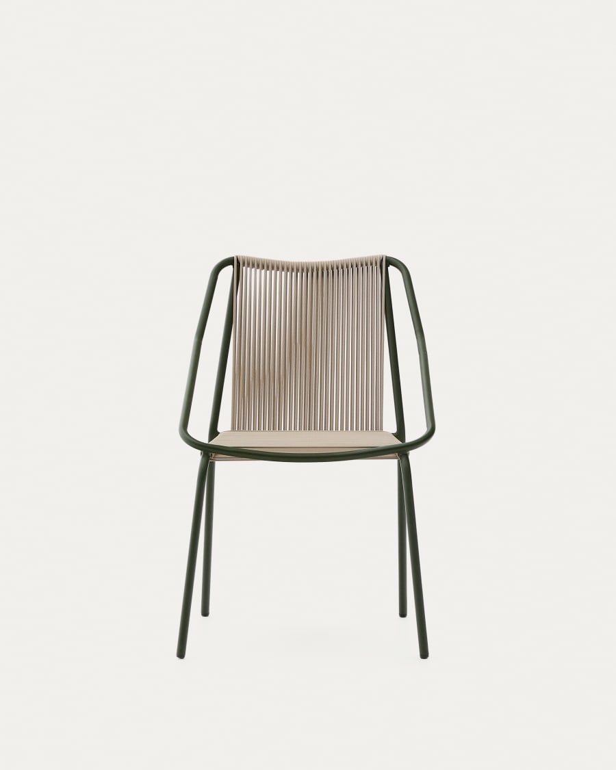 Zivia outdoor chair in ecru rope cord and green galvanised steel