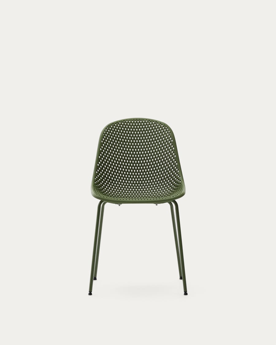 Quinby outdoor chair with green steel legs