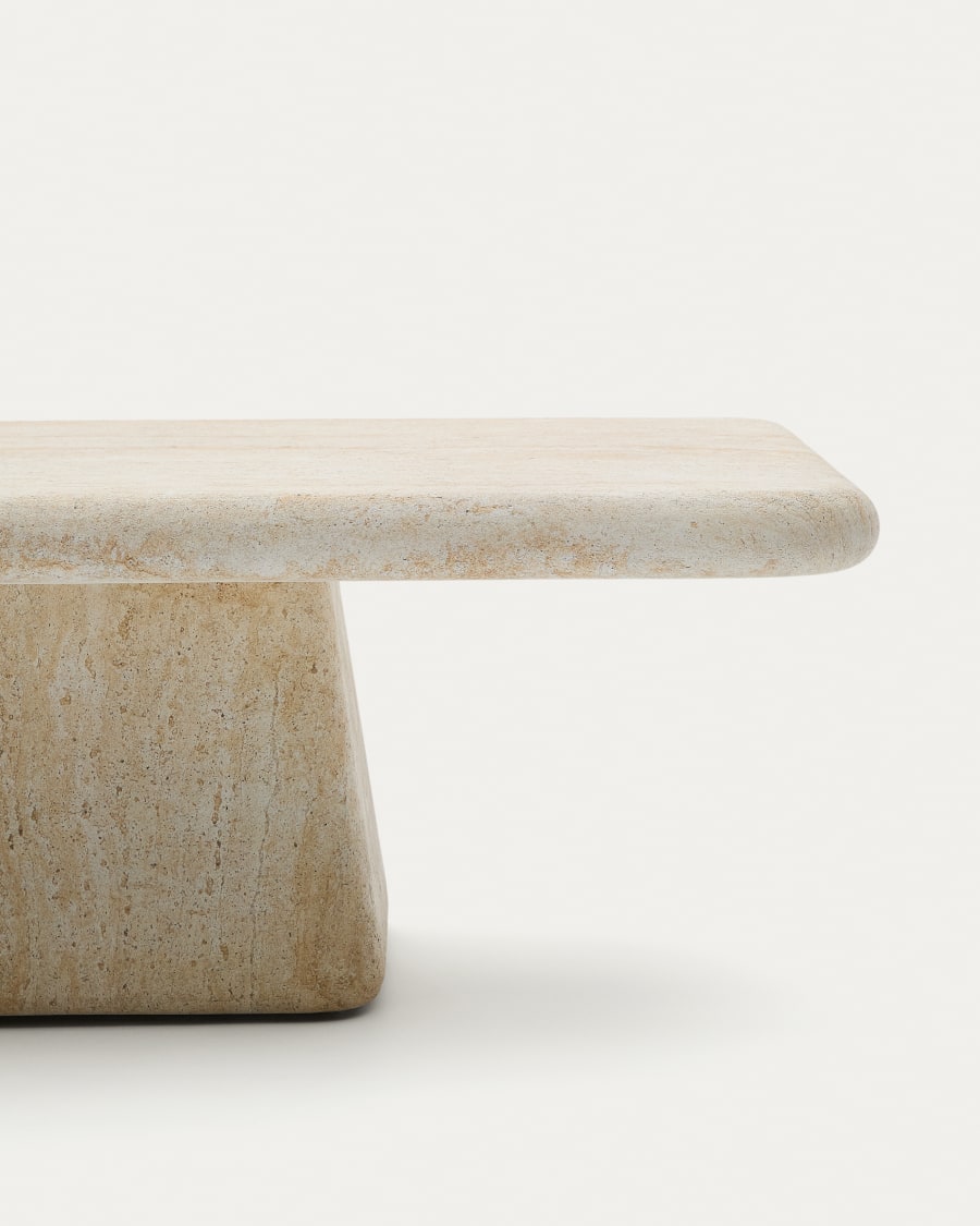 Drasi coffee table in cement with travertine-effect finish 140 x 70cm