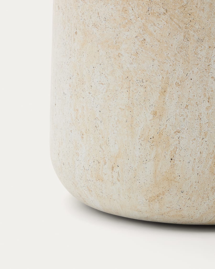 Drasi cement side table with travertine-effect finish Ø60cm