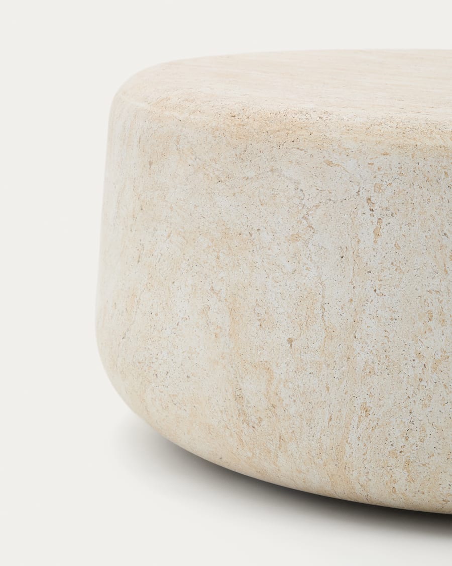 Drasi cement coffee table with travertine-effect finish Ø90cm