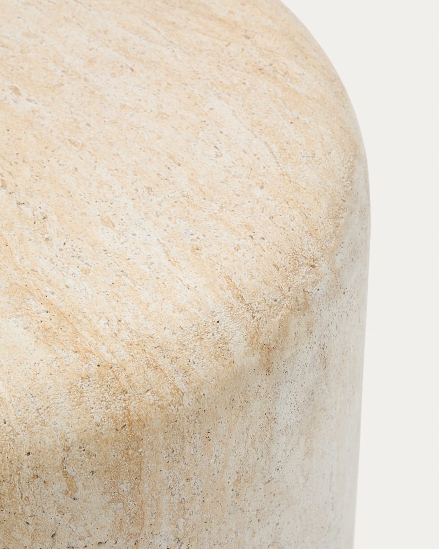 Drasi cement side table with travertine-effect finish Ø60cm