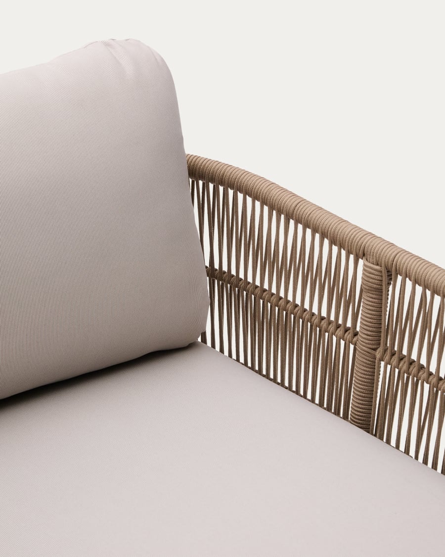 Catalina double sun lounger in beige rope cord and FSC 100% solid acacia wood