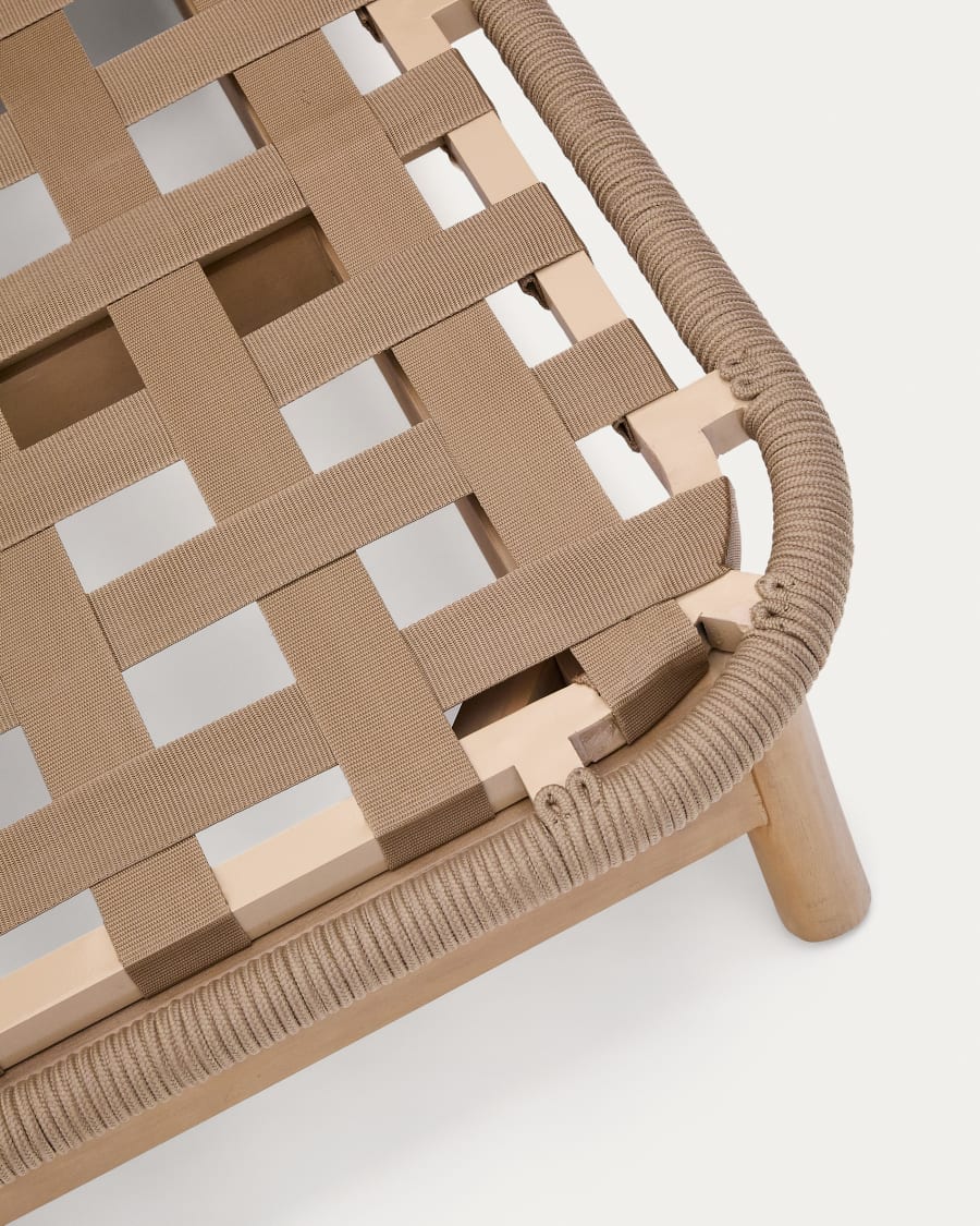 Catalina double sun lounger in beige rope cord and FSC 100% solid acacia wood