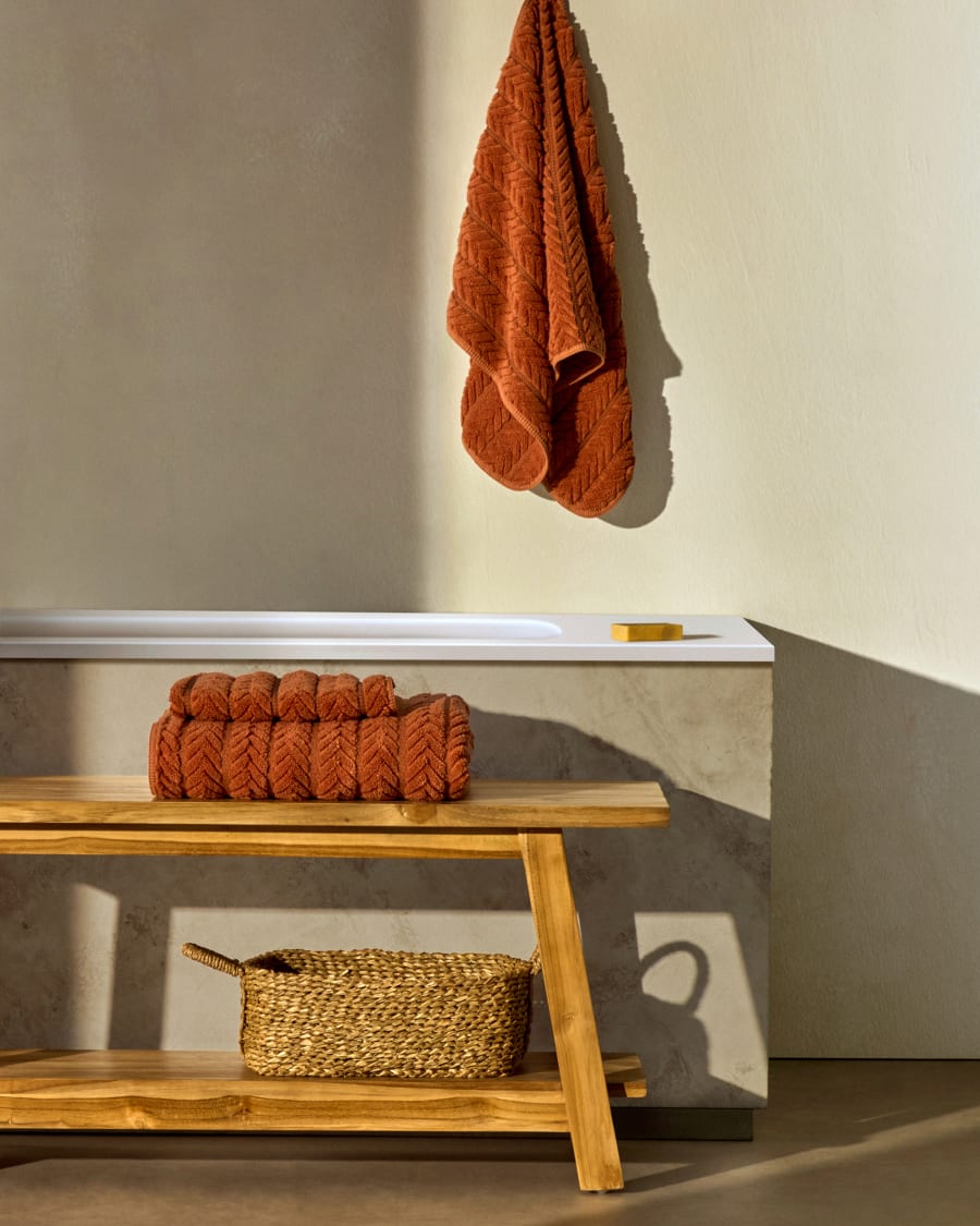 Rune 100 cotton terracotta jacquard guest towel 30 x 50 cm Kave Home Ireland