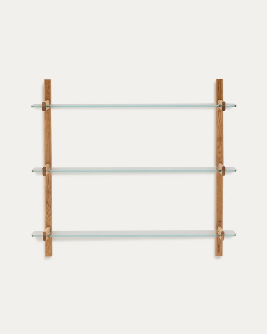 Sitra modular shelf, 3 glass shelves and FSC Mix Credit solid oak wood, 110 cm