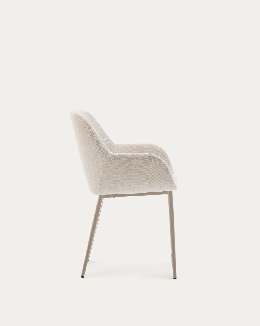 Konna chair in beige and steel legs in a painted beige finish