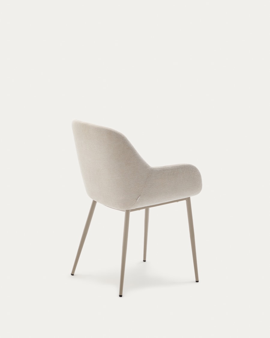 Konna chair in beige and steel legs in a painted beige finish