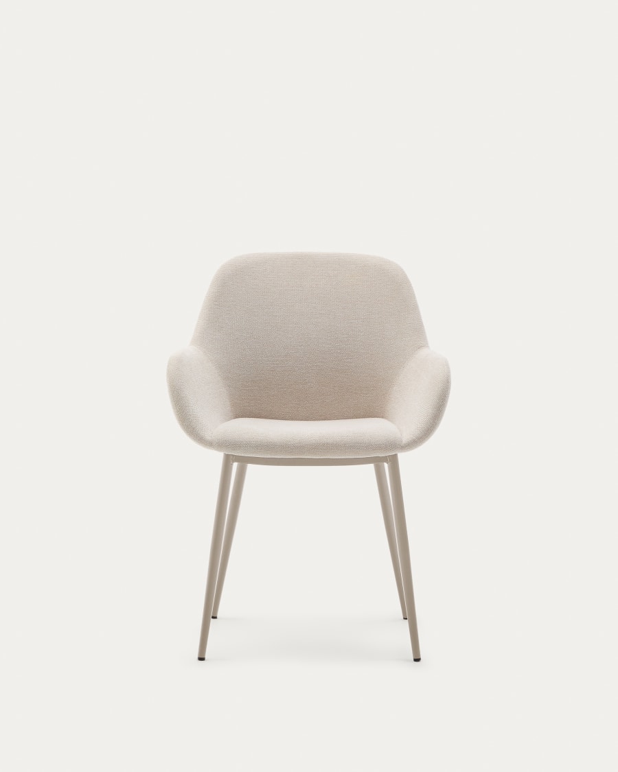 Konna chair in beige and steel legs in a painted beige finish