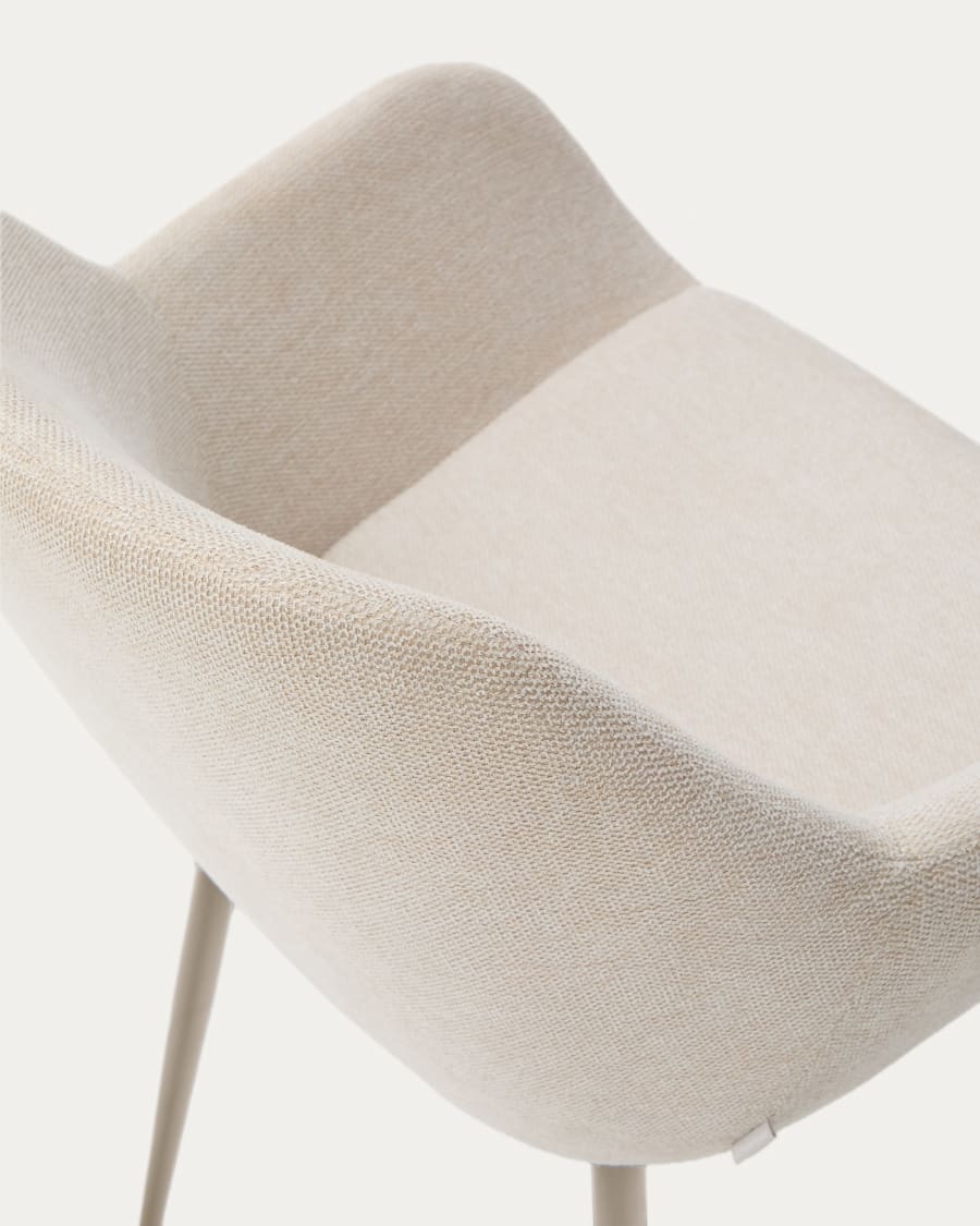 Konna chair in beige and steel legs in a painted beige finish