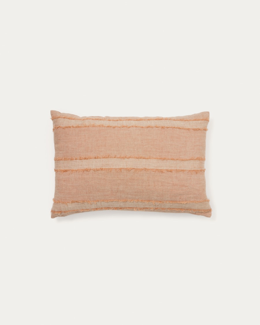 Neris terracotta 100% linen cushion cover 40 x 60cm