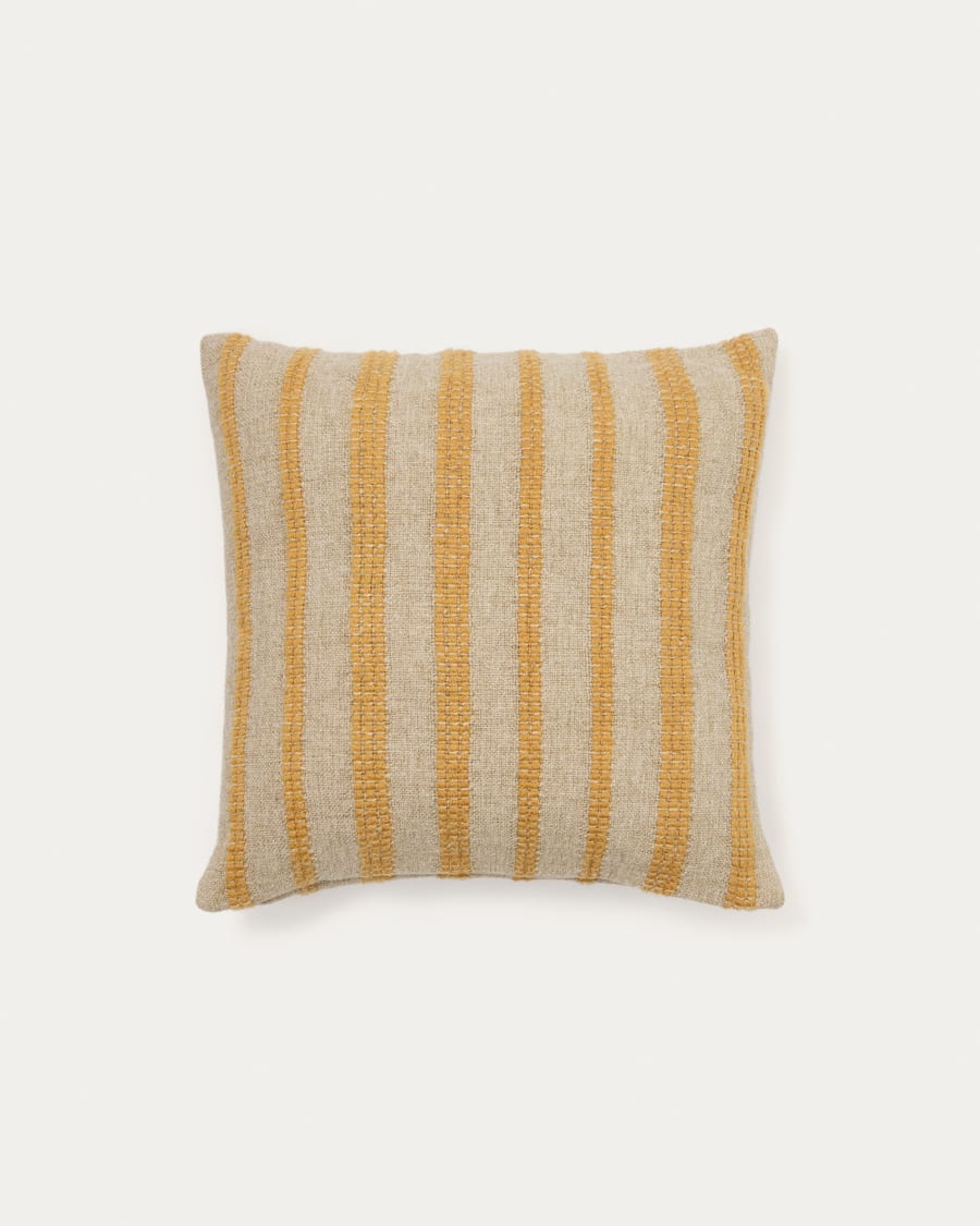 Naila mustard contrasting stripe cushion cover in acrylic fibres 50 x 50cm