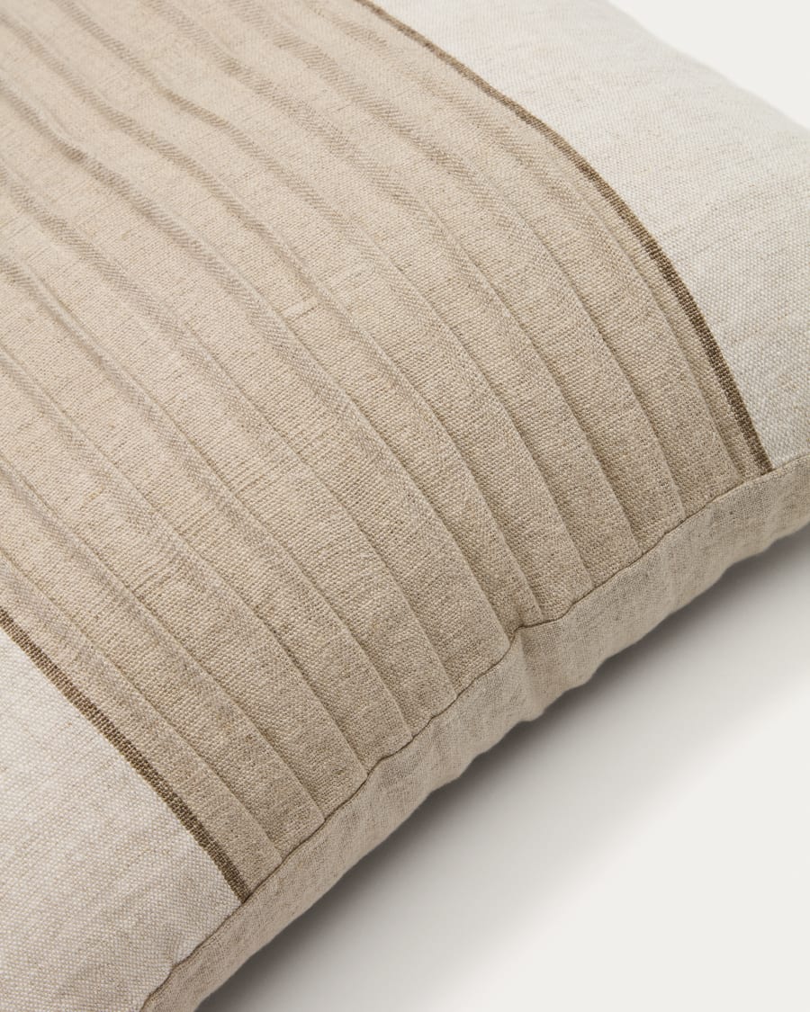 Zoren beige pleated 100% linen cushion cover 50 x 50cm