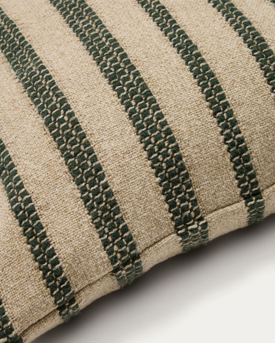 Naila green contrasting stripe cushion cover in acrylic fibres 50 x 50cm