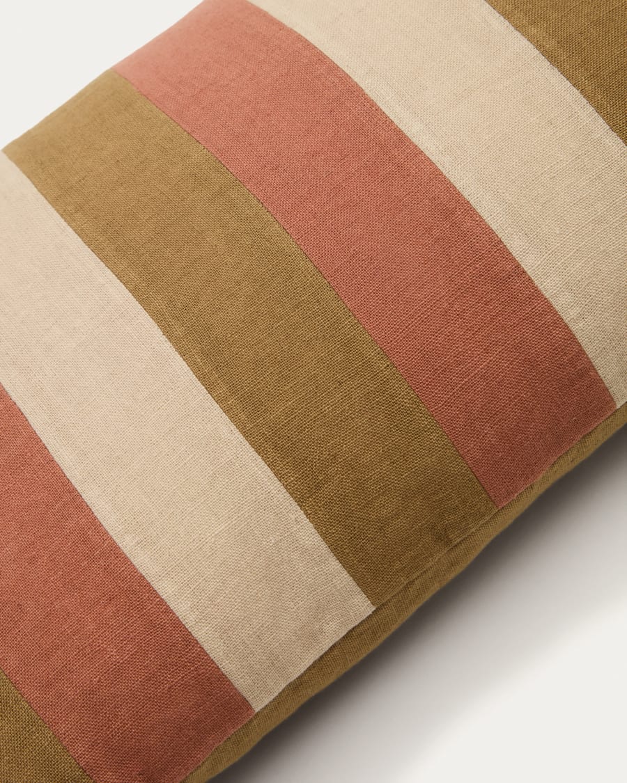 Nivran multicoloured striped 100% linen cushion cover 30 x 50cm