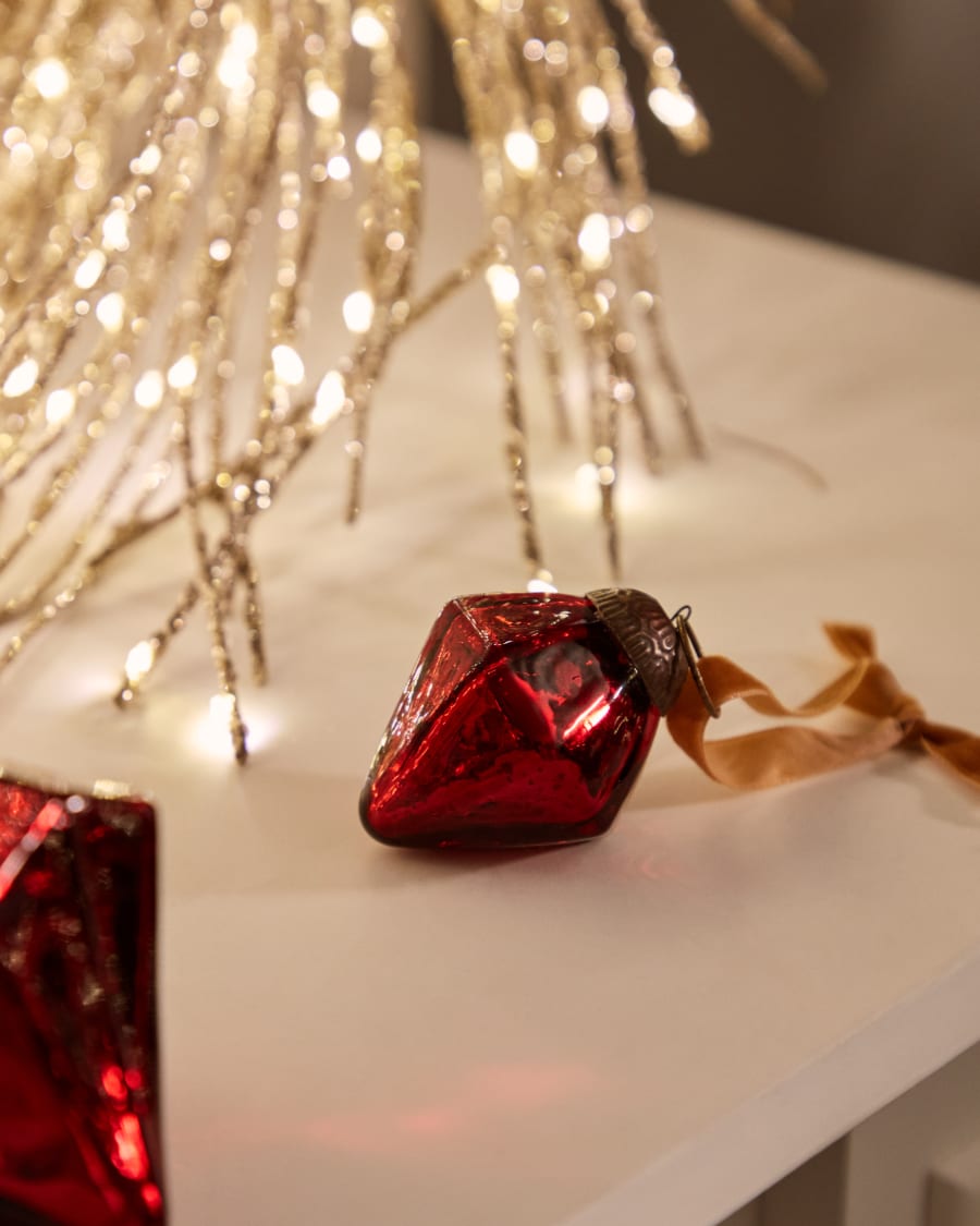 Argin zestaw 4 ozdób wiszących ze szkła z recyklingu w kolorze czerwonym 6 cm