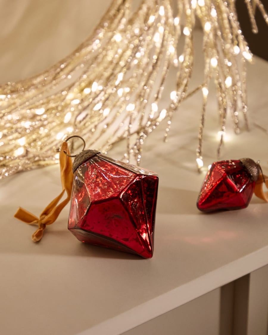 Set di 2 ciondoli in vetro riciclato Argin rosso 10 cm