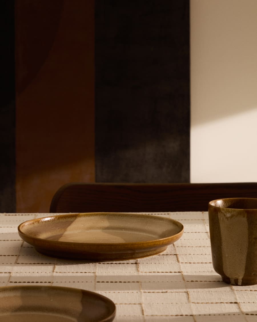 Brown ceramic Nagoli flat plate