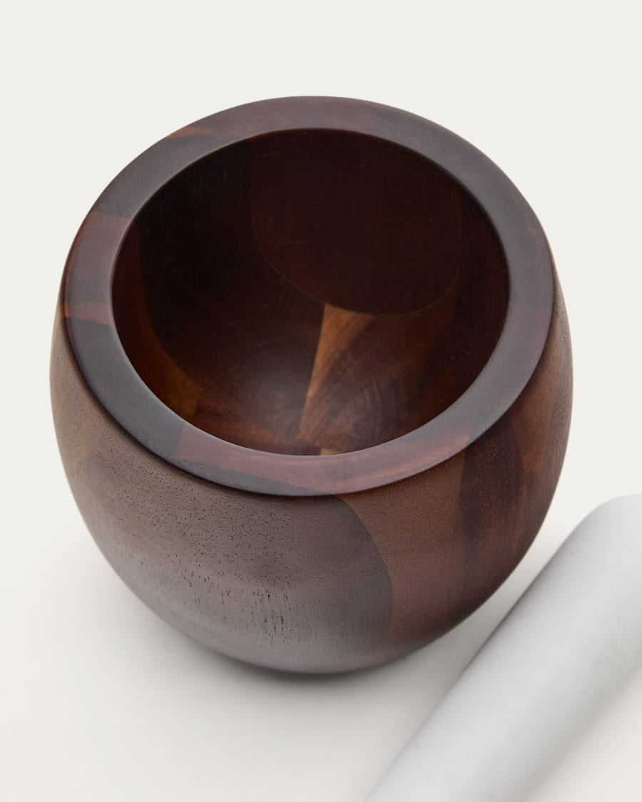 Tori mortar and pestle made of acacia wood and white marble FSC 100%