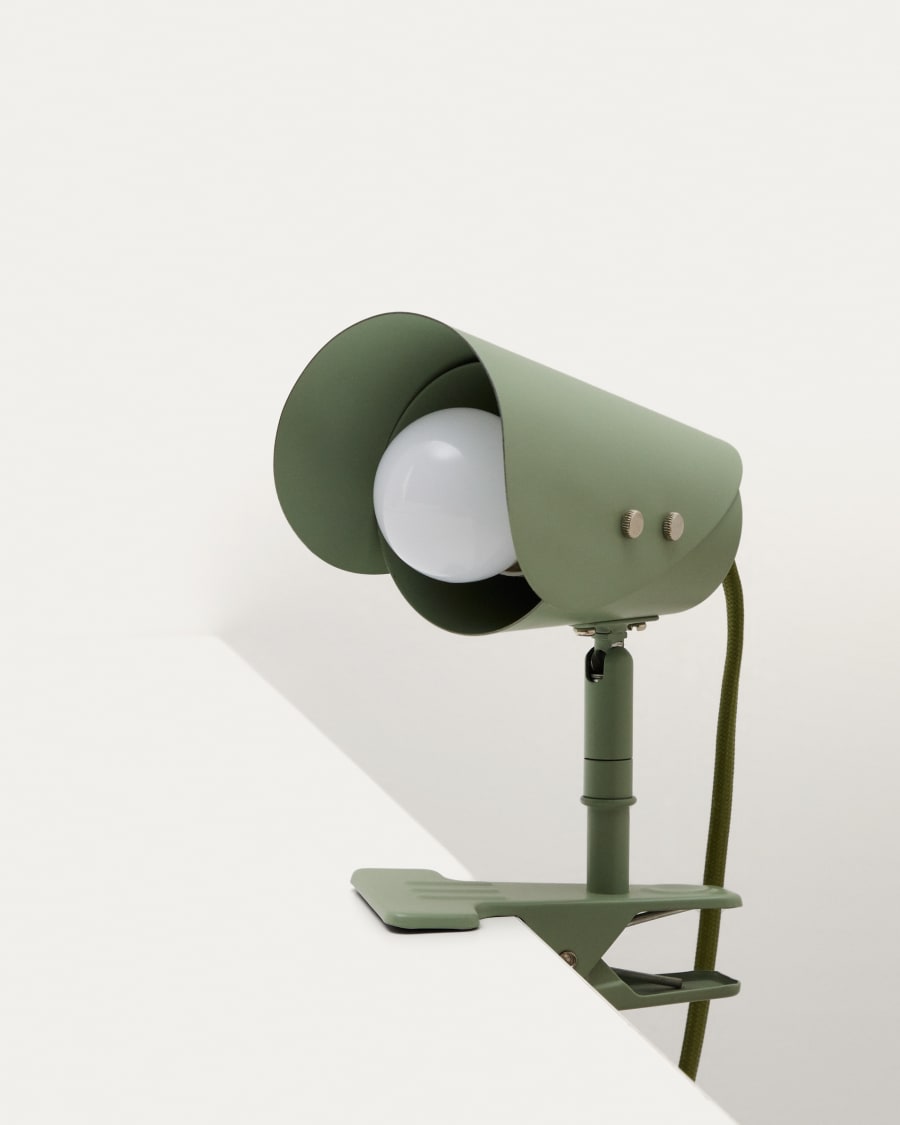 Petite lampe avec pince Jula en métal vert