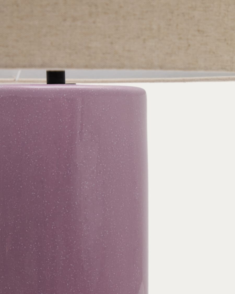 Tischlampe Toneric aus Keramik mit lila Finish und Baumwolle