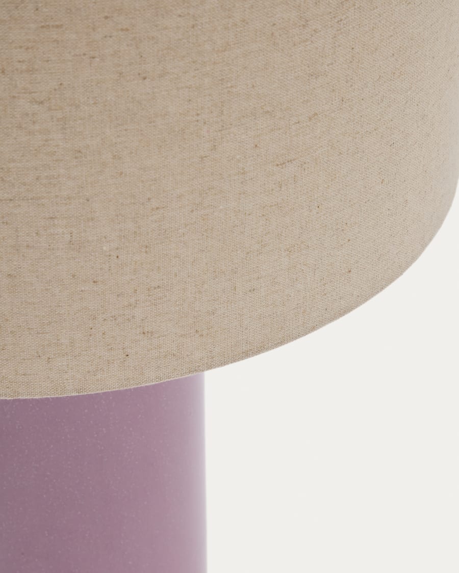 Tischlampe Toneric aus Keramik mit lila Finish und Baumwolle
