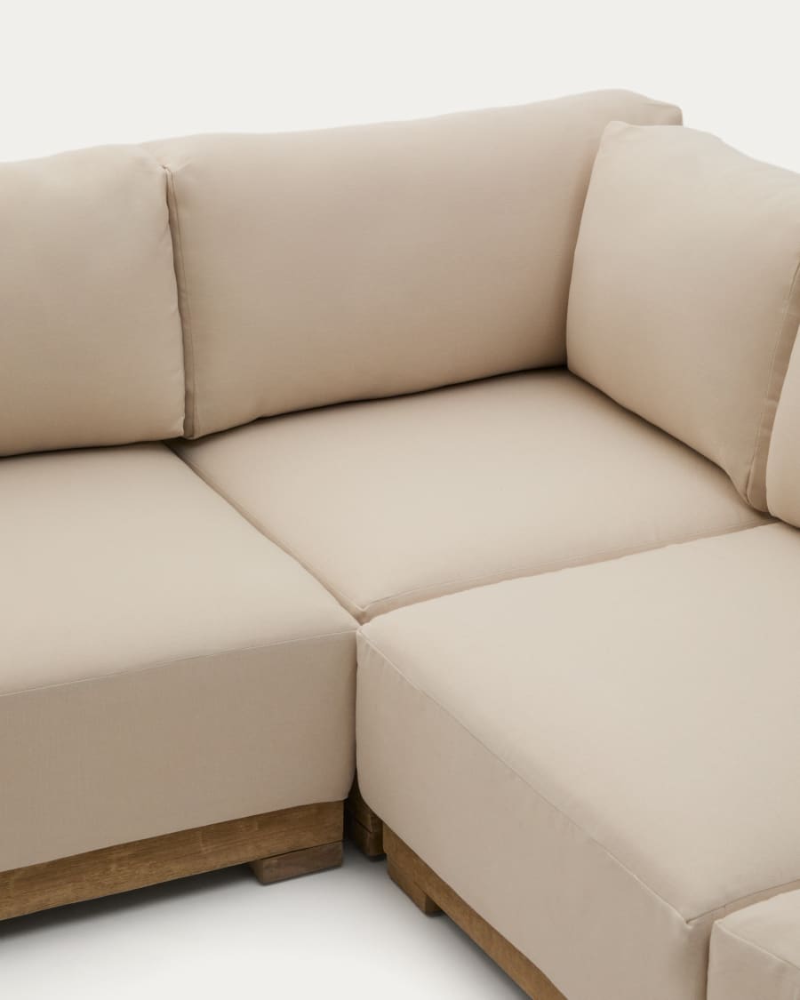 Ambra 5-seater corner sofa in solid acacia wood with light finish 248cm FSC 100%