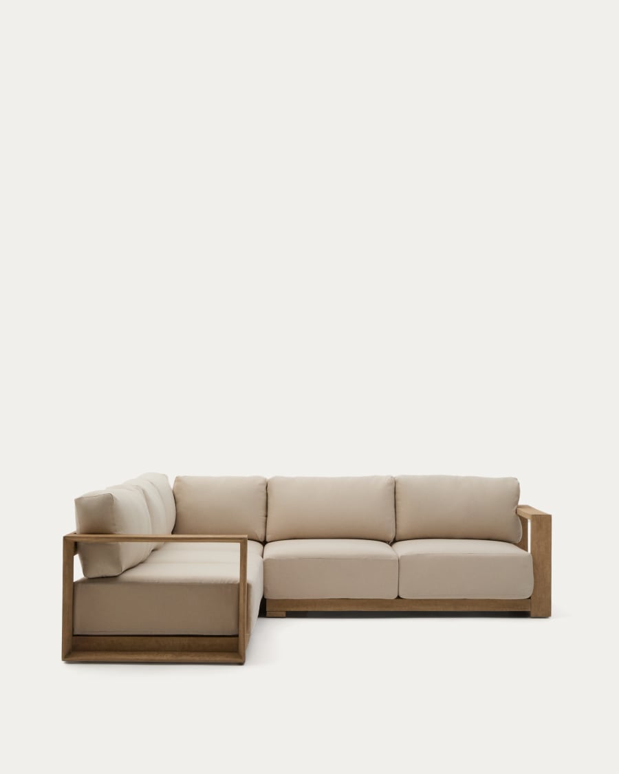 Ambra 5-seater corner sofa in solid acacia wood with light finish 248cm FSC 100%