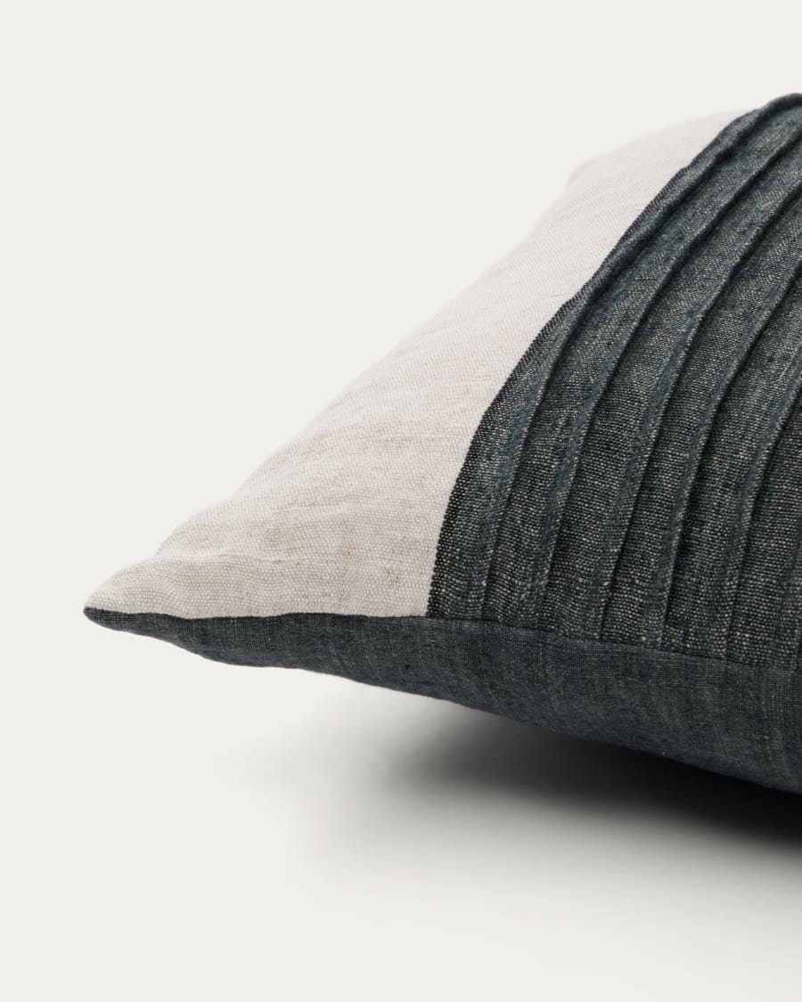 Zoren green pleated 100% linen cushion cover 50 x 50cm