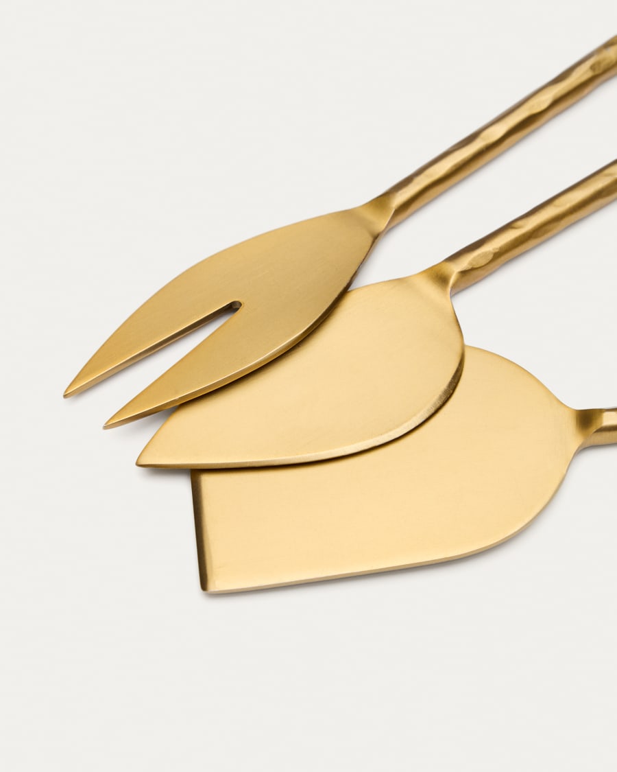 Set Blisk mit Käsebesteck aus goldfarbenem Edelstahl