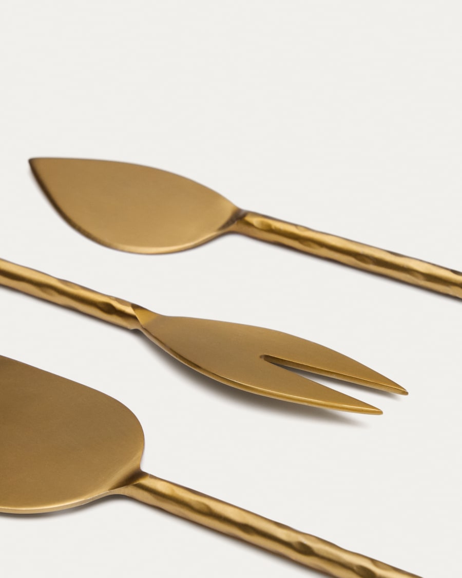 Set Blisk mit Käsebesteck aus goldfarbenem Edelstahl