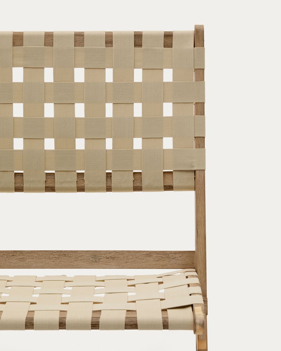 FSC 100% cream cord and solid acacia wood Chabeli folding chair