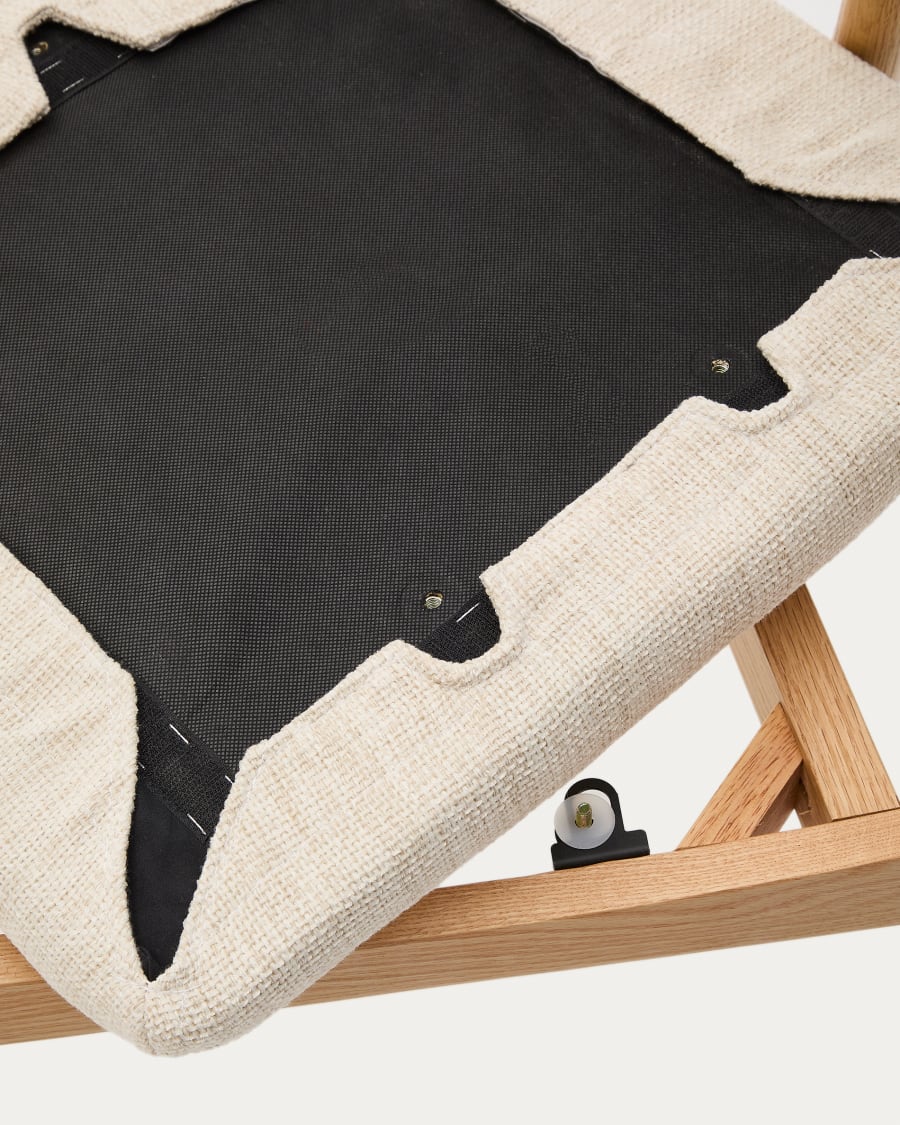 Alocs chair removable cover in beige chenille solid oak wood natural finish FSC Mix Credit