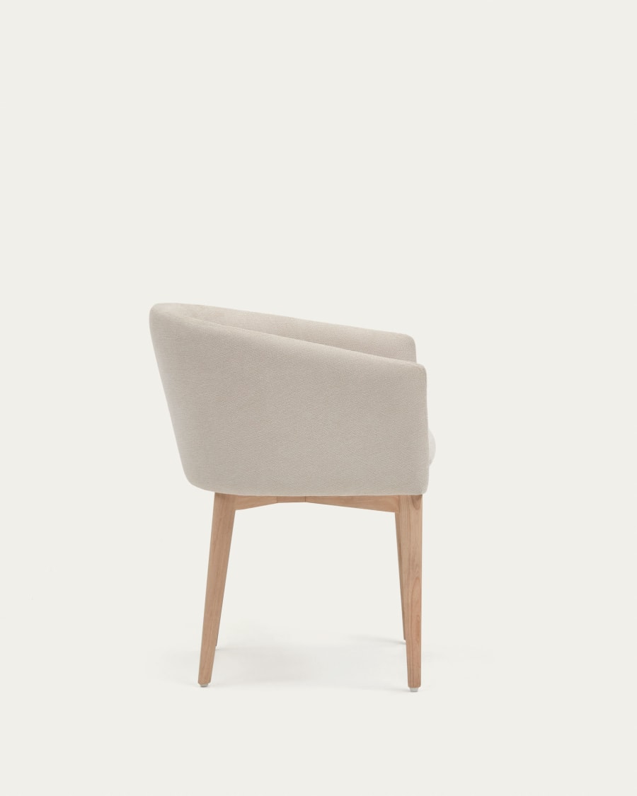 Harlan beige chenille chair with solid ash wood legs