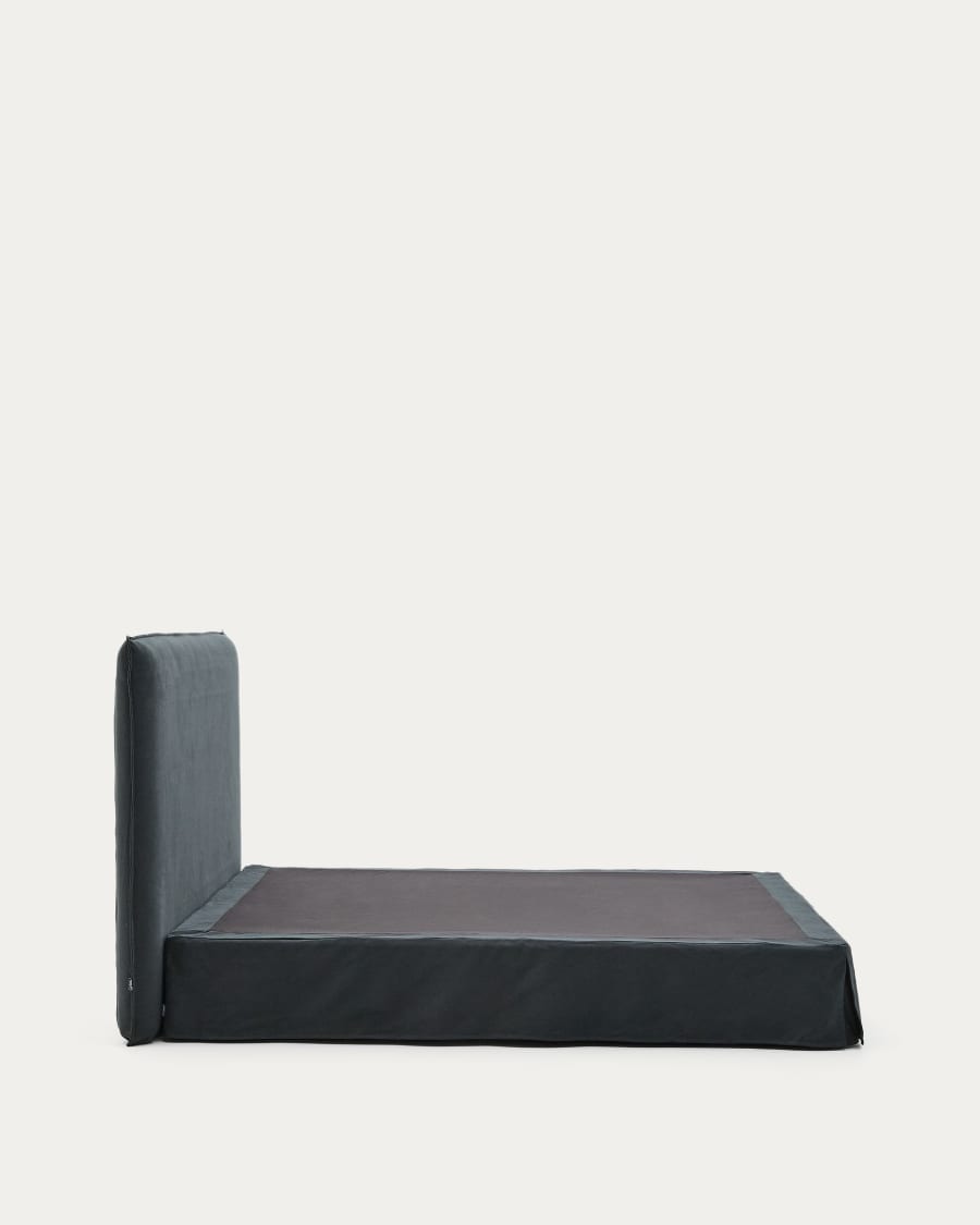 Anthracite grey linen and cotton Jaira bed with removable cover for a 180 x 200 cm FSC Mix Credit mattress