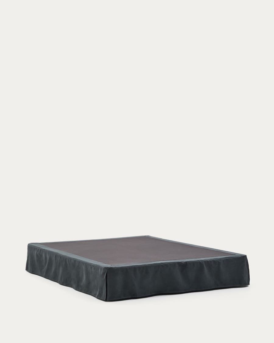 Anthracite grey linen and cotton Jaira base with removable cover for a 160 x 200 cm mattress