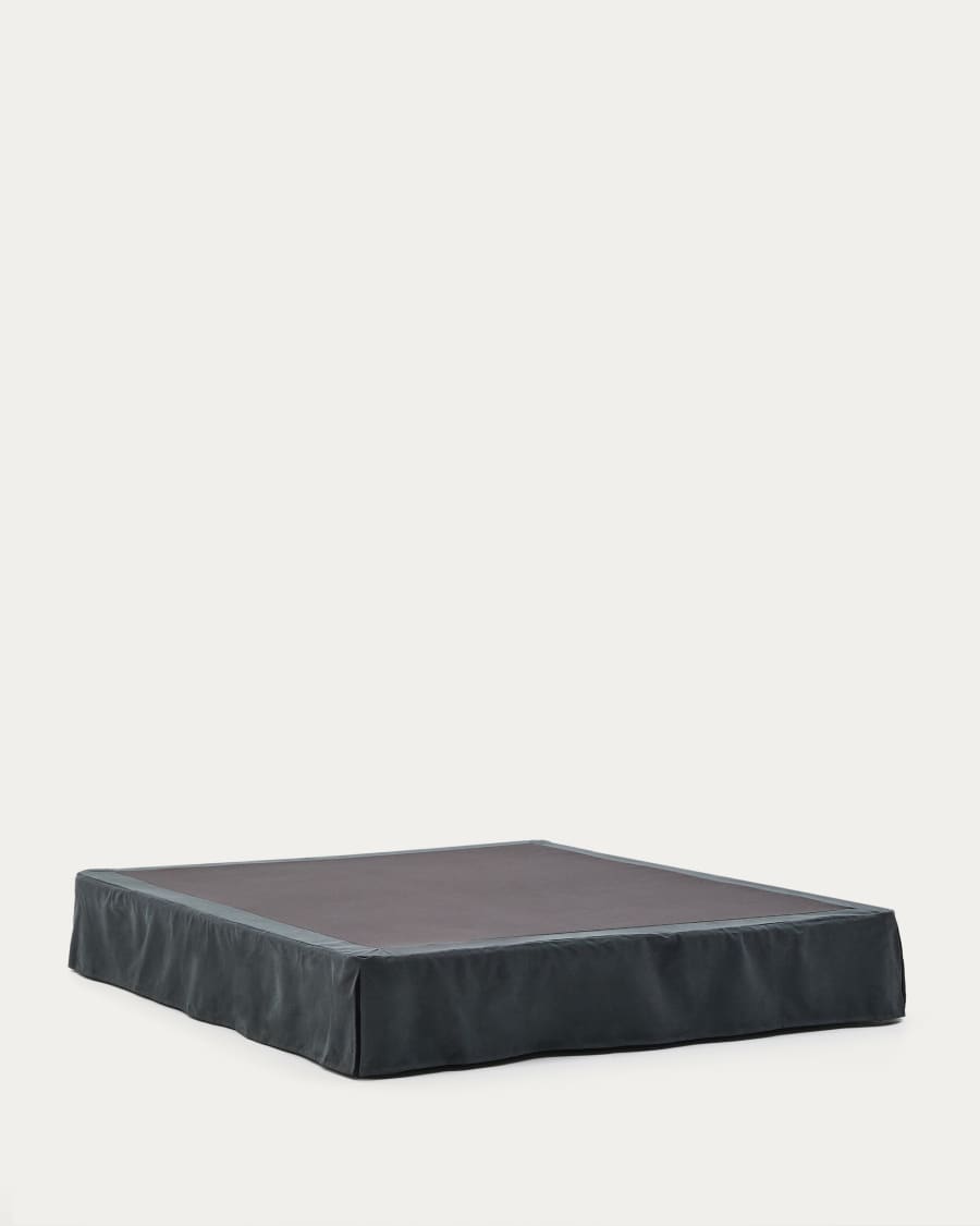Anthracite grey linen and cotton Jaira base with removable cover for a 180 x 200 cm mattress