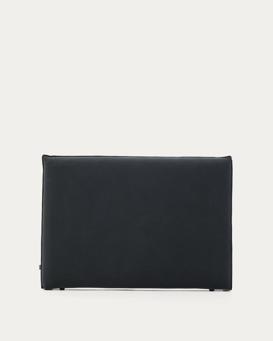 Anthracite grey linen and cotton Jaira headboard cover for a 160 cm bed