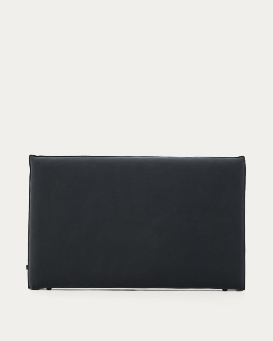 Anthracite grey linen and cotton Jaira headboard cover for a 180 cm bed