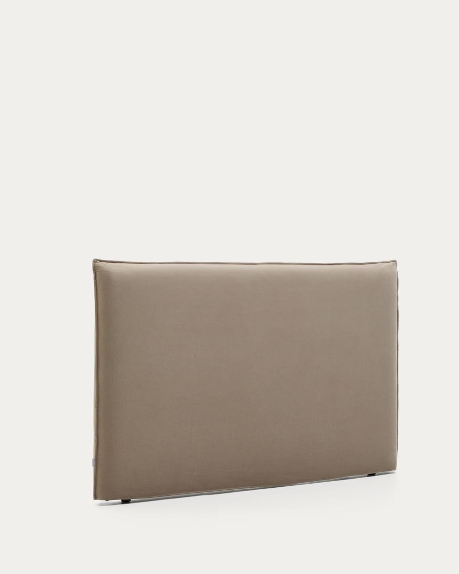 Jaira headboard with removable linen and cotton cover in taupe for a 180 cm FSC Mix Credit bed