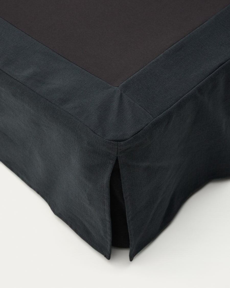 Anthracite grey linen and cotton Jaira base with removable cover for a 150 x 190 cm mattress